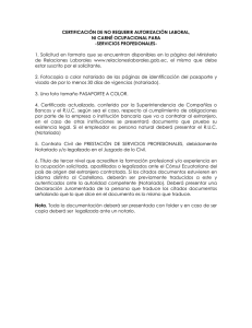 CERTIFICACIÓN DE NO REQUERIR AUTORIZACIÓN LABORAL, NI