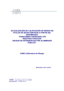 CALIFICACIÓN DE RIESGO DE TÍTULOS DE DEUDA EMITIDOS