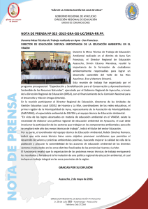 NOTA DE PRENSA Nº 023 -2015-GRA-GG-UC/DREA