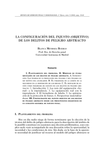 la configuración del injusto (objetivo) de los delitos de peligro