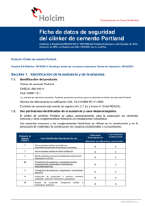 Ficha de datos de seguridad del clínker de cemento Portland