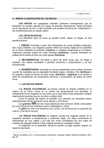 BREVE CLASIFICACIÓN DE LAS ROCAS LAS ROCAS