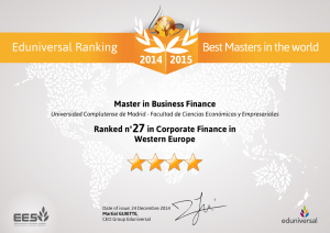 Master in Business Finance Ranked nº27in Corporate Finance in