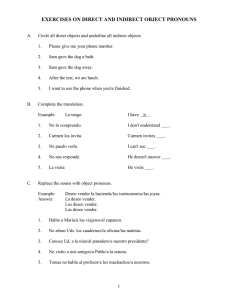 exercises on direct and indirect object pronouns