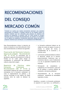 RECOMENDACIONES DEL CONSEJO MERCADO COMÚN