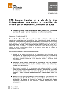 FGC impulsa trabajos en la vía de la línea Llobregat