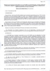 Disponen que e! personal comprendido en la Ley N° 24029, Ley del