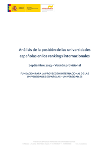 Análisis de la posición de las universidades españolas en los