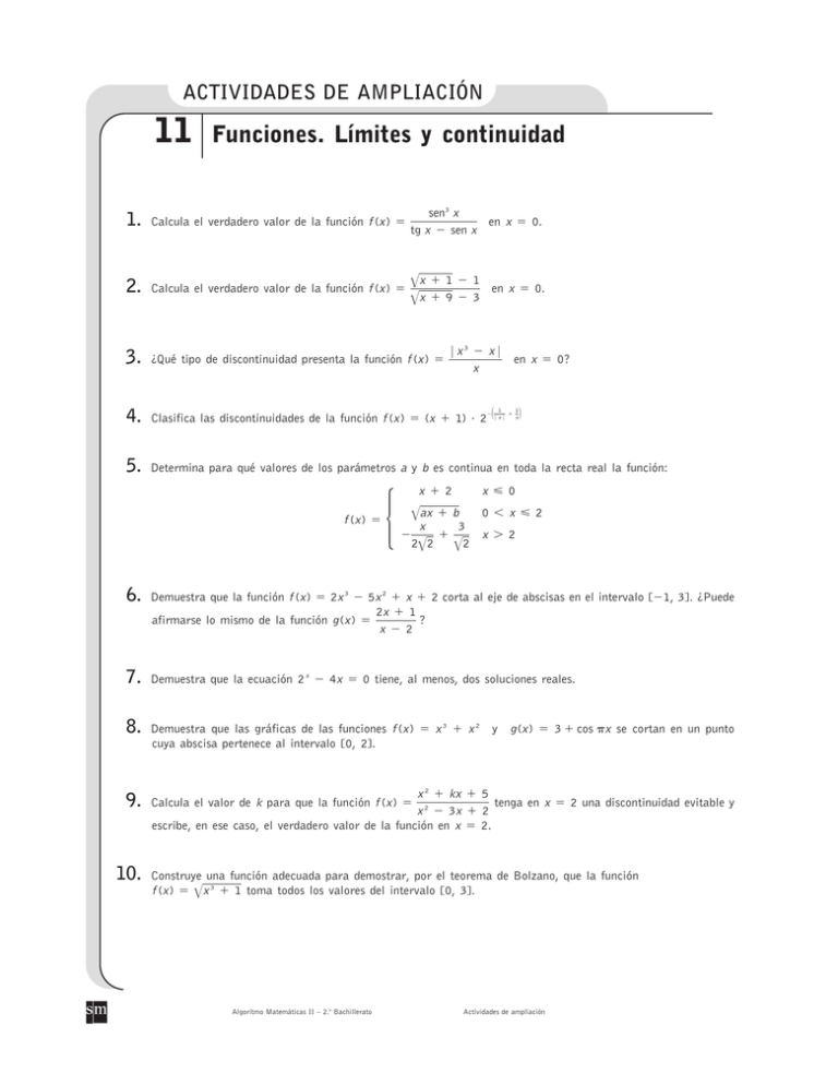 11 Funciones. Lı´mites Y Continuidad