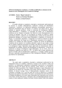 Rendimiento Acad&eacute;mico y Variables modificables en alumnos de