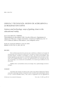 Ciencia y tecnolog&iacute;a: modos de acercarnos a la realidad educativa