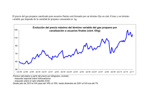 El precio del gas propano canalizado para usuarios finales