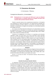 Resolución de 11 de marzo de 2016 por la que se dispone la