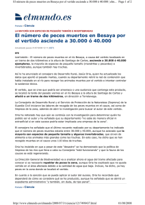 El número de peces muertos en Besaya por el vertido asciende a