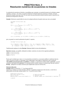 PRACTICA Núm. 2 Resolución numérica de ecuaciones no lineales