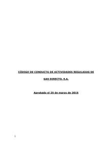 CÓDIGO DE CONDUCTA DE ACTIVIDADES REGULADAS DE GAS