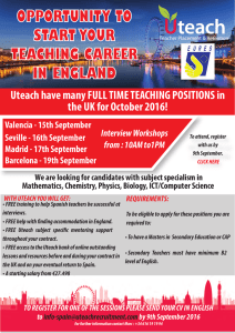 OPPORTUNITY TO START YOUR TEACHING CAREER IN ENGLAND