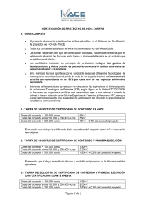 Tarifas Proyectos I+D+i