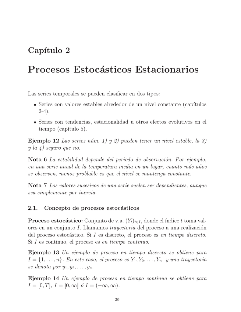 Procesos Estocásticos Estacionarios
