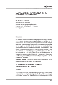 la evaluación alternativa en el enfoque tecnológico.