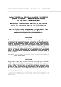 CARACTERÍSTICAS DE PERSONALIDAD PERCIBIDAS EN LOS