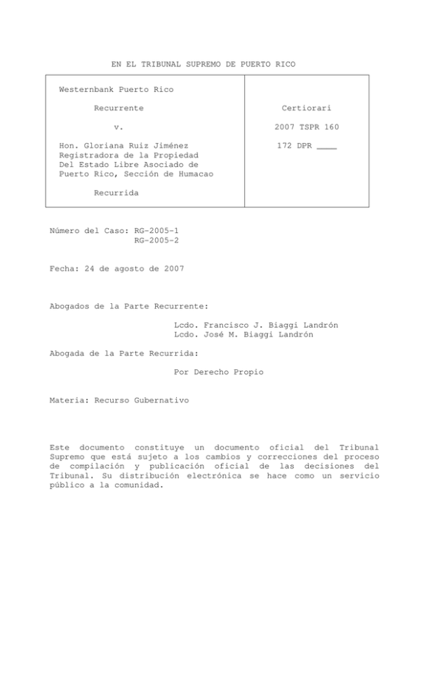 2007 TSPR 160 Portal de la Rama Judicial