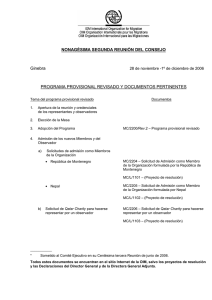 Programa Provisional Revisado y Documentos Pertinentes
