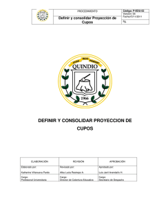 DEFINIR Y CONSOLIDAR PROYECCION DE CUPOS