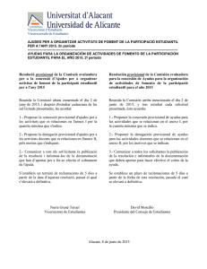 Resolució provisional de la Comissió avaluadora per a la concessió