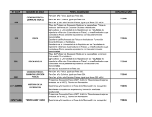 Nuevas áreas convocadas y perfiles