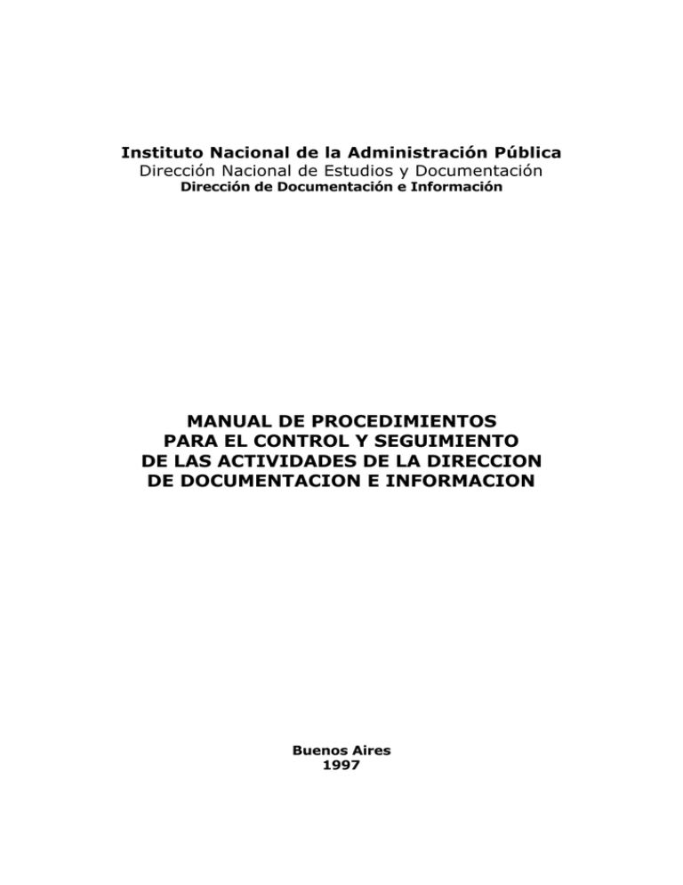 Manual De Procedimientos Para El Control Y Seguimiento De Las