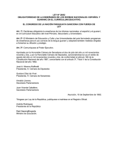 Ley nº 28/92 Obligatoriedad de la Enseñanza Guaraní