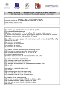 EJERCICIO/EXERCICI DE: CASTELLANO (LENGUA ESPAÑOLA)