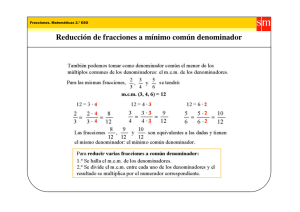 Reducción de fracciones a mínimo común denominador (pdf 111 kb)