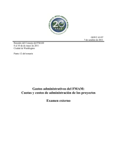 Gastos administrativos del FMAM: Cuotas y costos de