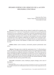 régimen jurídico del ejercicio de la acción rescisoria concursal1