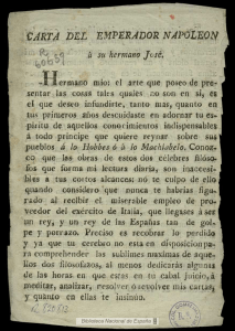 Carta del Emperador Napoleon A su hermano Josè