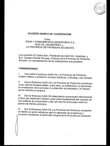 IV. QUe la Empresa AYSA SA y la Provincia de Pichincha