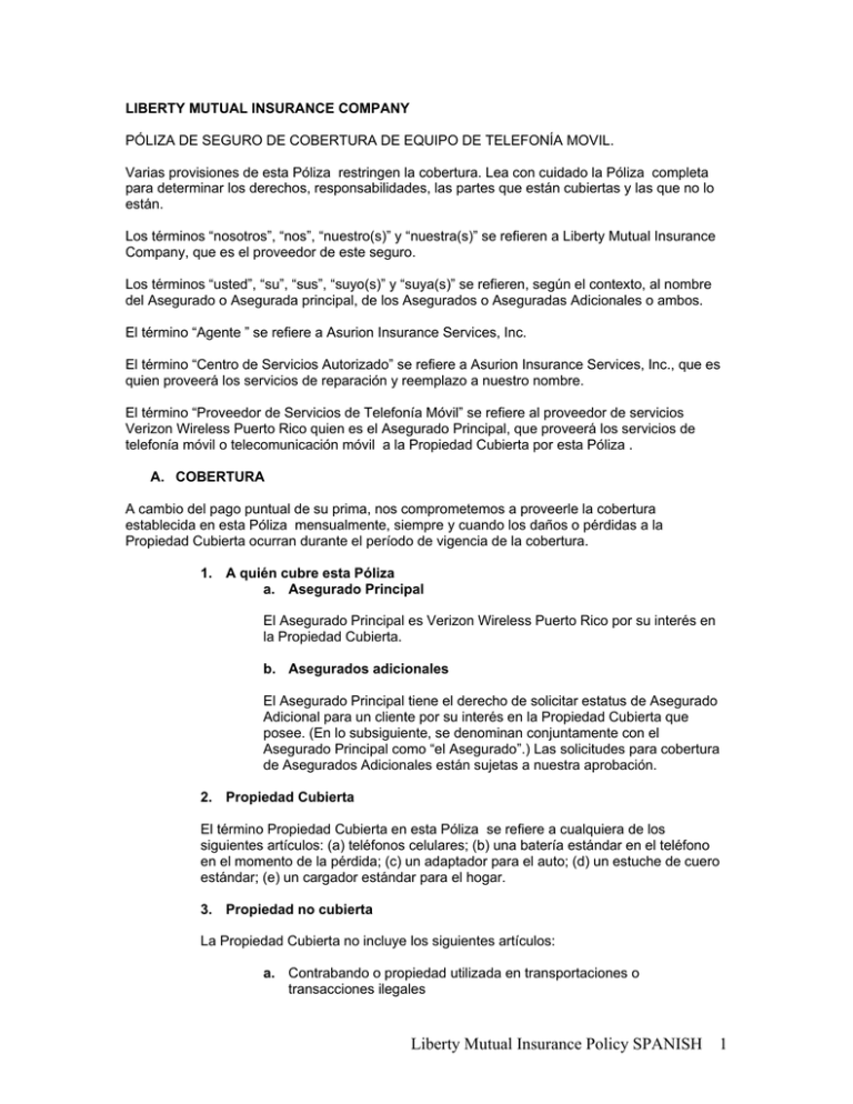 Liberty Mutual Insurance Policy SPANISH 1
