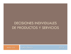 DECISIONES INDIVIDUALES DE PRODUCTOS Y SERVICIOS