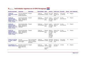 Actividades vigentes en el CEPI Paraguayo