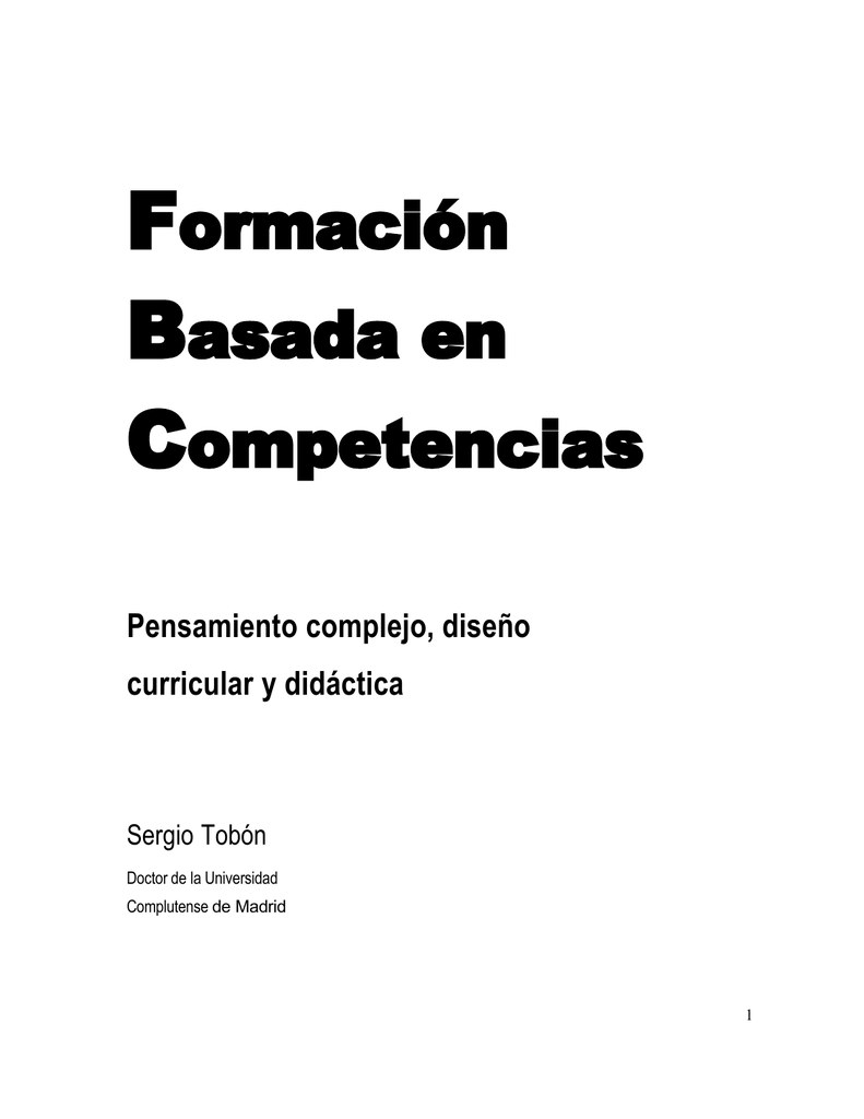 Tobón, S. Formación Basada En Competencias