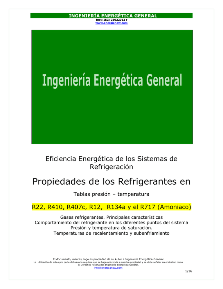 Propiedades De Los Refrigerantes
