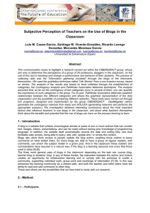 Subjective Perception of Teachers on the Use of Blogs in the