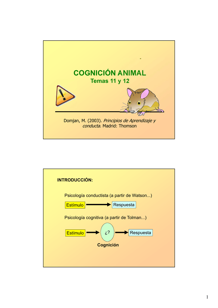 COGNICIÓN ANIMAL Temas 11 y 12