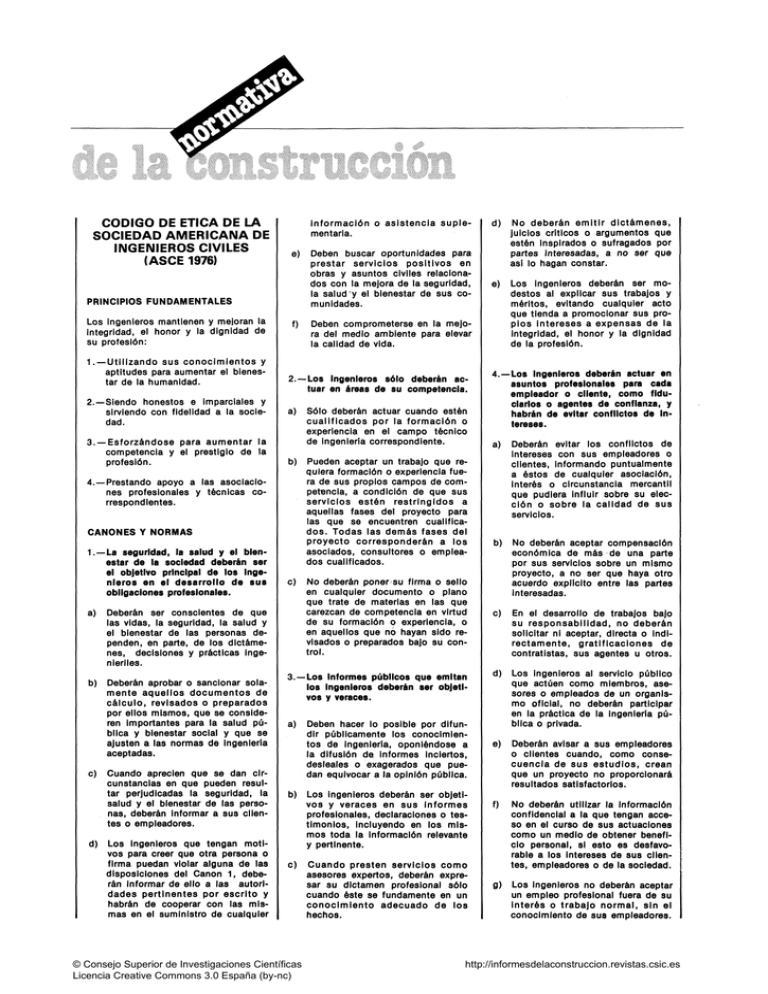 Código de ética de la sociedad americana de ingeniero civiles