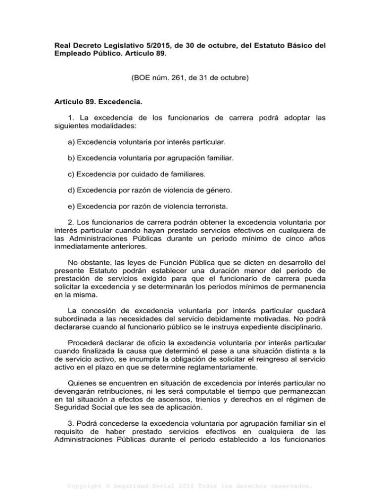 Real Decreto Legislativo 5/2015