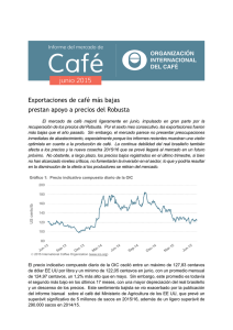 Exportaciones de café más bajas prestan apoyo a precios del Robusta