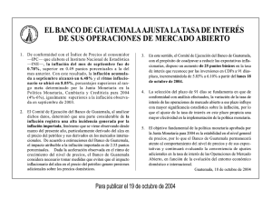 El Banco de Guatemala Ajusta la Tasa de Interés de sus