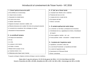 Introducció al coneixement de l`ésser humà – VIC 2016